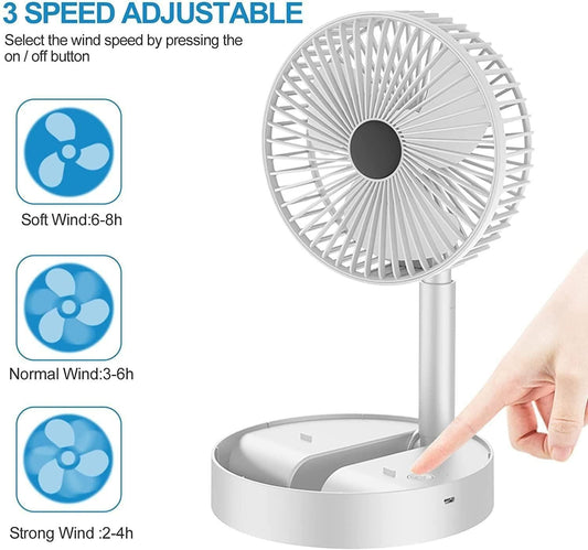 Adjustable Height Rechargeable Telescopic Pedestal Fan – Portable & Foldable - Fixivoo