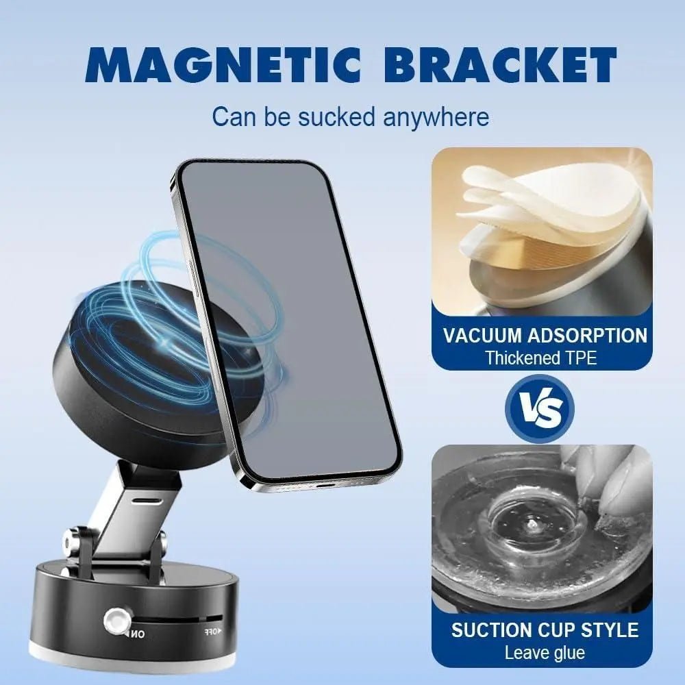 Vacuum Magnetic Suction Phone Holder – 360° Foldable & Strong Magnetic Grip - Fixivoo