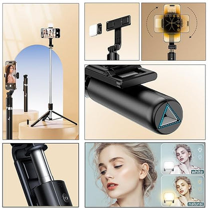3 - in - 1 Extendable Selfie Stick Tripod with Bluetooth Remote & LED Flash - Fixivoo