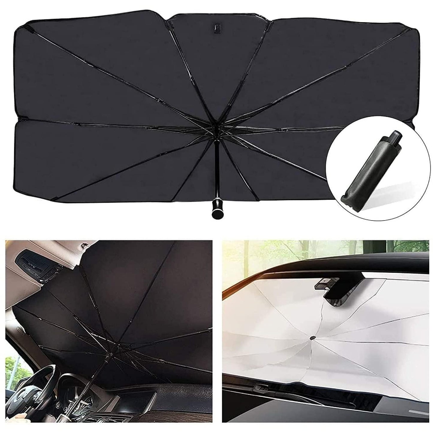 Car Windshield Sun Shade Umbrella – Foldable UV Heat Protector for Cars 14s9bc-ez