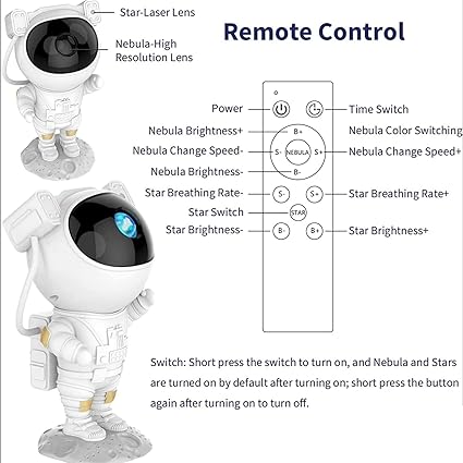 Astronaut Galaxy Projector – 360° Rotating Star Night Light with Remote Control 14s9bc-ez