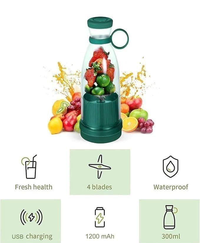 Portable USB Rechargeable Mini Juicer Blender – 380ml for Travel, Gym & Office Use 14s9bc-ez