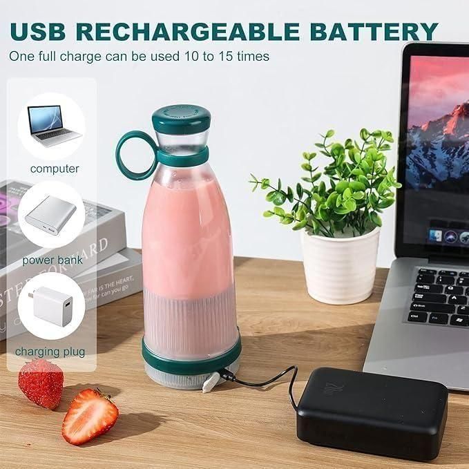 Portable USB Rechargeable Mini Juicer Blender – 380ml for Travel, Gym & Office Use 14s9bc-ez