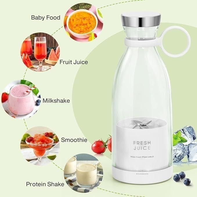 Portable USB Rechargeable Mini Juicer Blender – 380ml for Travel, Gym & Office Use 14s9bc-ez