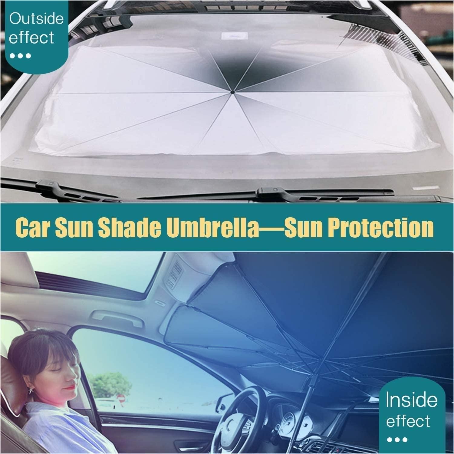 Car Windshield Sun Shade Umbrella – Foldable UV Heat Protector for Cars 14s9bc-ez