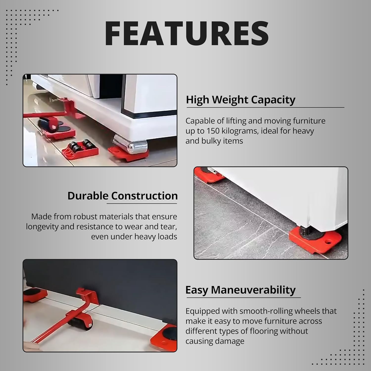 Furniture Lifter & Mover Tool Set – Heavy Duty Shifting & Moving Kit - Fixivoo