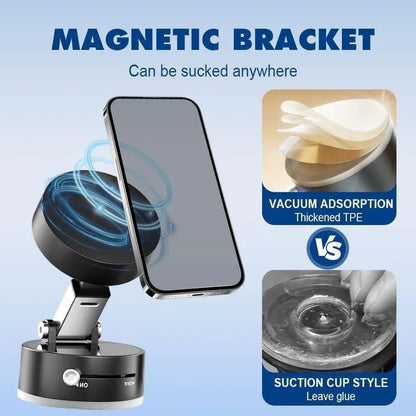 Vacuum Magnetic Suction Phone Holder – 360° Foldable & Strong Magnetic Grip - Fixivoo